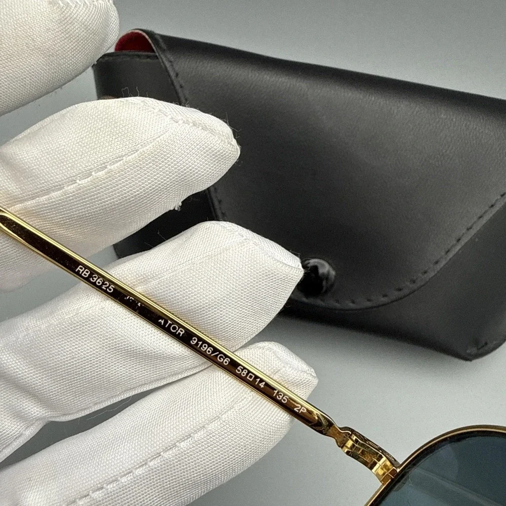 Ray-Ban Sunglasses, RB3625 Gold /Tortoise, Chromance Aviator 58-14-135 & RB Case